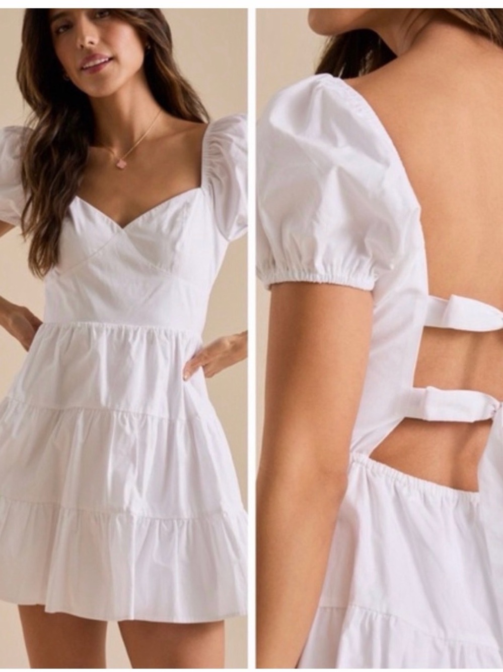 Altar’d State White Puff Sleeve Tiered Mini Dress Coquette S